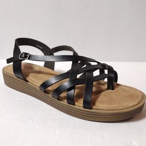 Shimmer by EDL women's Delilah Strappy Toe Slingback Sandals Size 8.5 Black